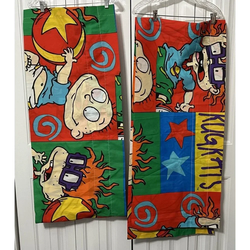 Vintage Window Valance Nickelodeon Rugrats 90s Tailored Curtain 84 x 15 Set of 2